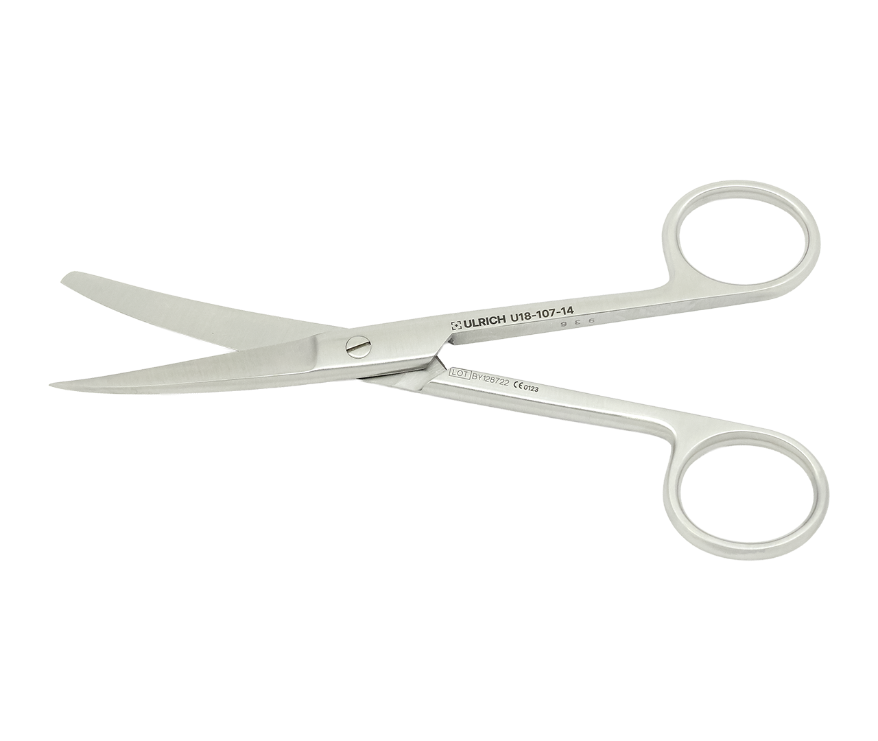 Nůžky chirurgické, zahnuté, ostré/tupé hroty, 14,5 cm
