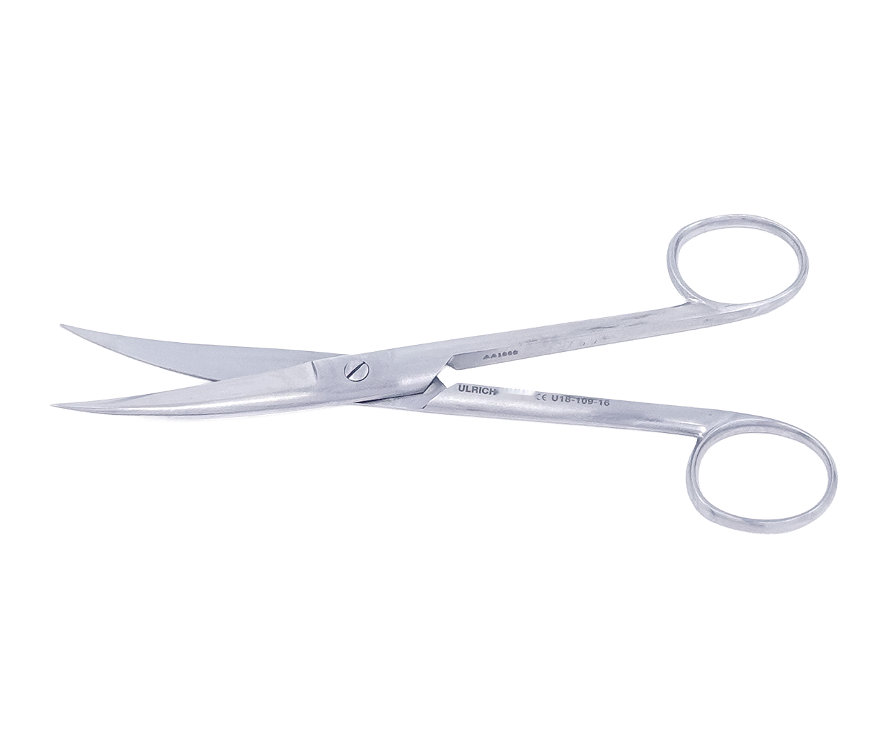 Nůžky chirurgické, zahnuté, ostré/tupé hroty, 16,5 cm