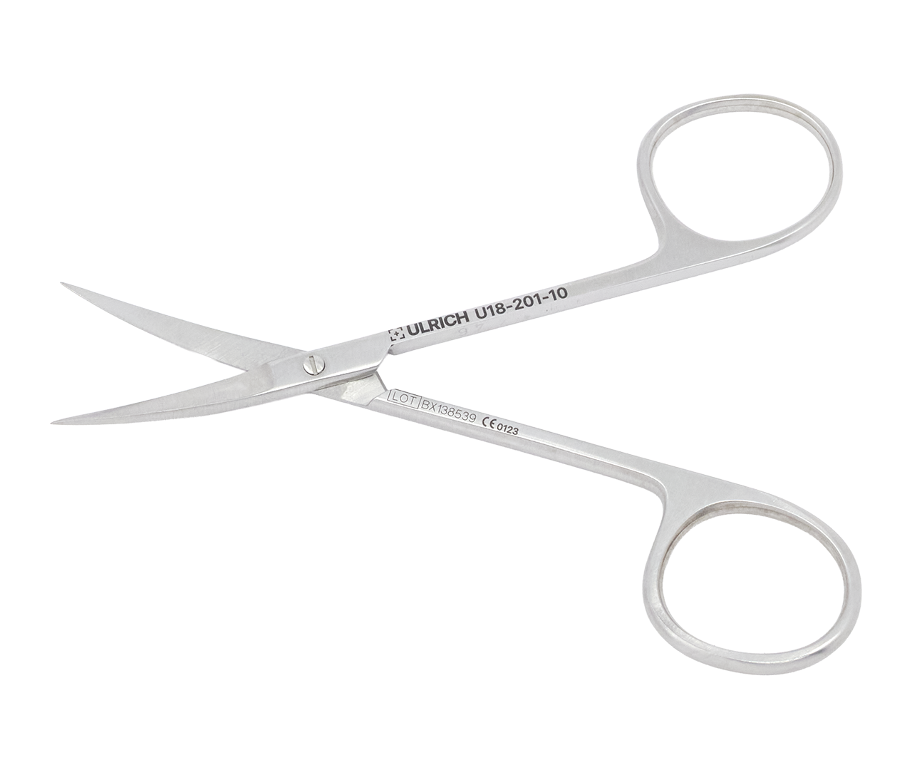 Nůžky oční, typ KIZH, zahnuté, ostré/ostré hroty, 10,5 cm