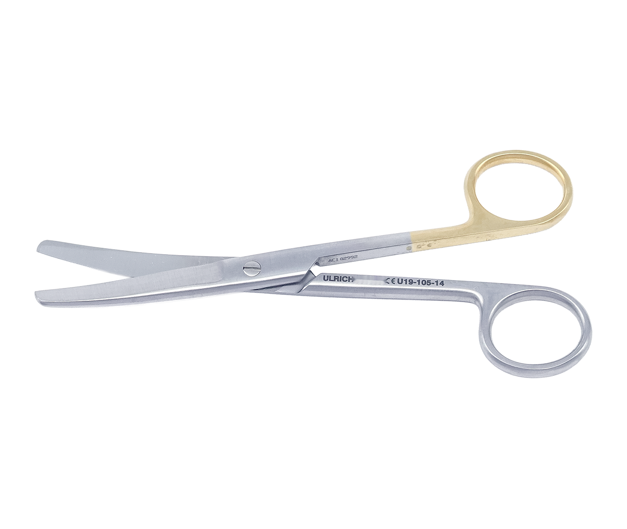 Nůžky chirurgické, zahnuté, tupé, rýhované, 14,5 cm