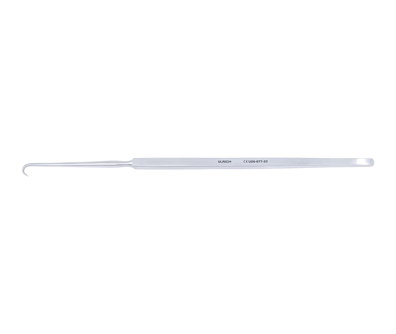 Hák Simon fistulární, 1-hrotý, ostrý, 22 cm