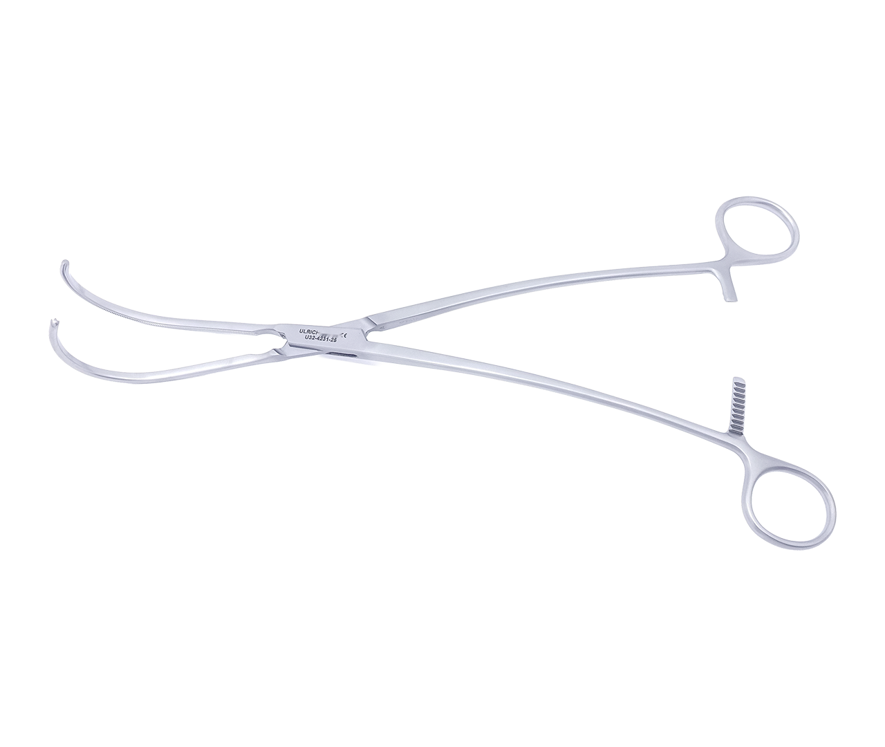 Svorka DeBakey cévní, zahnutá, s plným zoubkováním, 25 cm