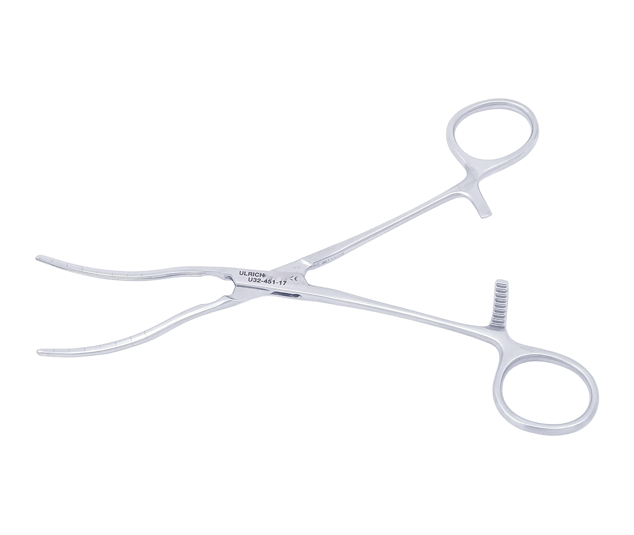 Svorka DeBakey cévní, zahnutá, lžičkovitého tvaru, 17 cm