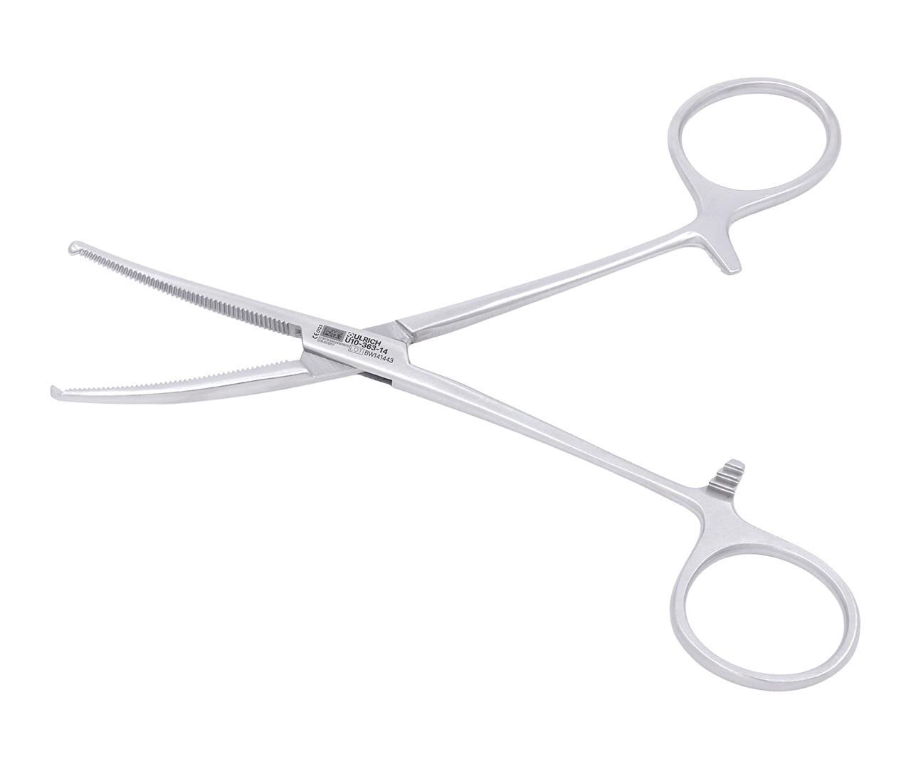 Kleště Kocher hemostatické, zahnuté, 14 cm