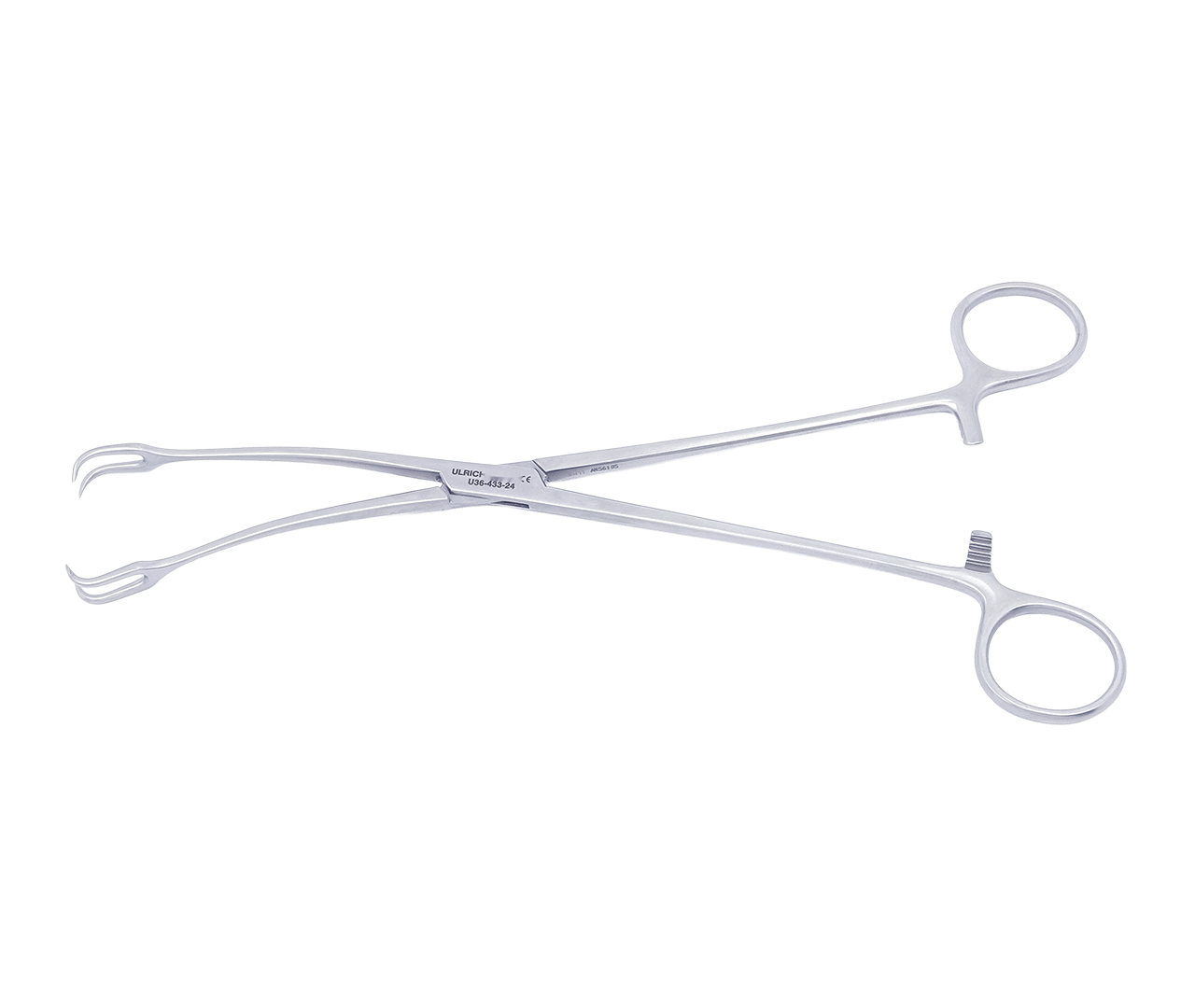 Kleště Schröder děložní, zahnutá do strany, 2x2 zuby, 24 cm