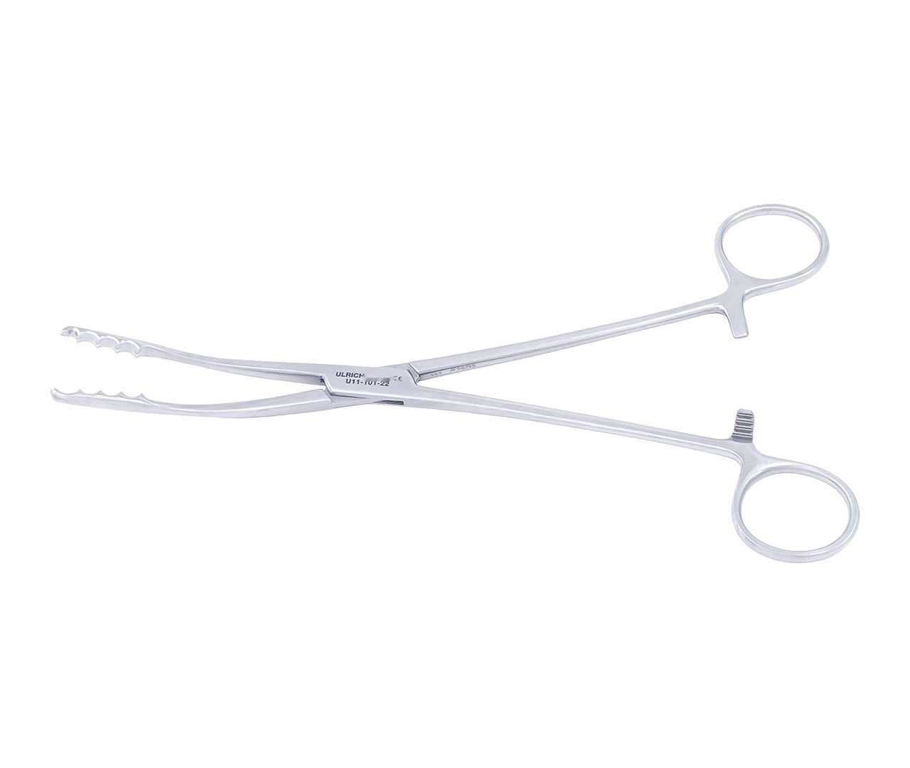 Kleště typ Ulrich na vatové tyčinky, zahnuté, 22 cm