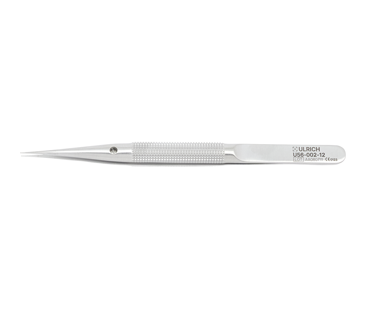 Mikropinzeta na šití, rovná, se stop kolíkem, 0,3 mm, 12 cm