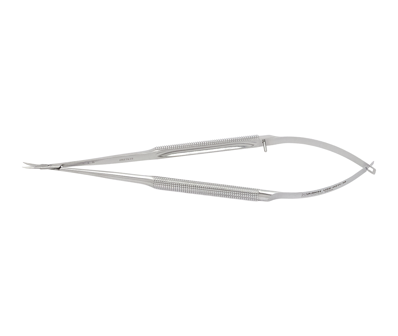 Mikronůžky Vannas, zahnuté, s krátkou 10 mm čepelí, 18 cm