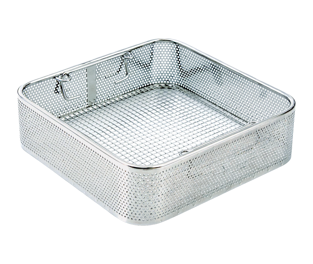 Síto drátěné, perforované, s držadly, (Inox), 240x250x100 mm